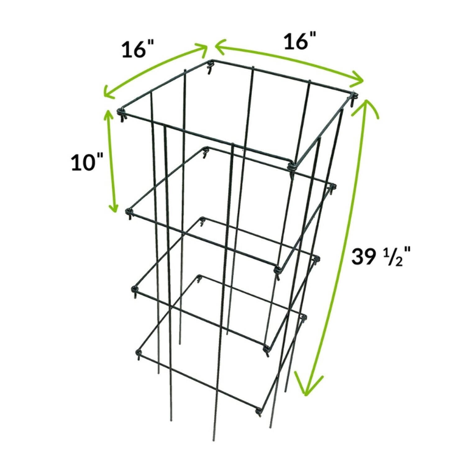 Ferry-Morse 4-Piece Multi-Use Tomato Cage & Trellis Garden Tomato Cages Plant Support Square Pole, Heavy Duty Steel Plant Tower Stakes