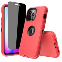 NIFFPD iPhone 14 Pro Max Case with Screen Protector （Anti Spy Privacy）, Heavy Duty Hard Shockproof Protective Phone Case for iPhone 14 Pro Max 6.7" Red Black
