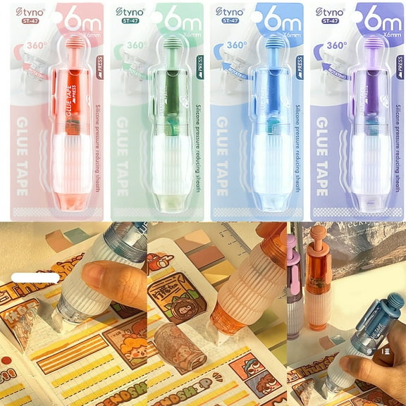 Clearance Office&Craft&Stationery under $10,Double Tape Roller With Tape Retractable Scrapbooking Glue Tape Roller Adhesive Tape Dispenser Runner For Crafts And Arts Projects Photo