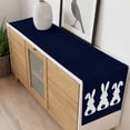 thumbnail image 4 of Easter Bunny Table Runner - 108 Inch Long, Kitchen Dining Table Runner Dresser Scarves, Cute Rabbit Family Vintage Navy Blue Abstract Farmhouse Decor for Coffee Tables Wedding Party Banquet, 4 of 8