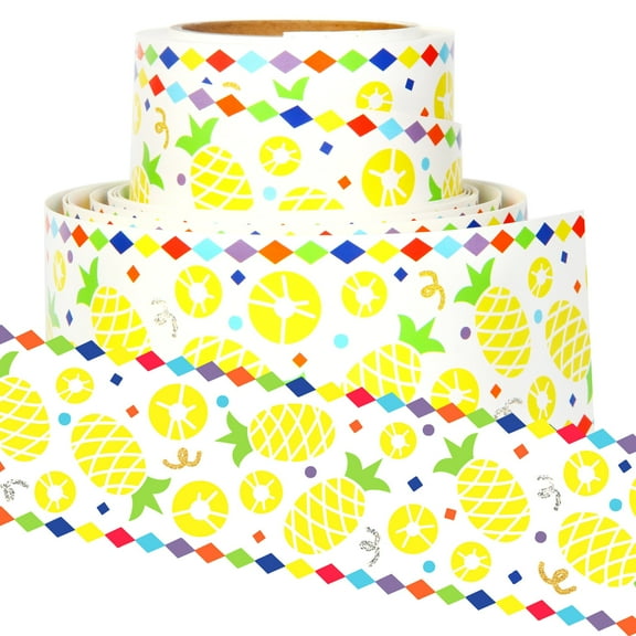 Youngever 52.5 ft Bulletin Board Borders for Classroom Decoration, Pineapple Summer Theme Straight Border Trim YE390.036