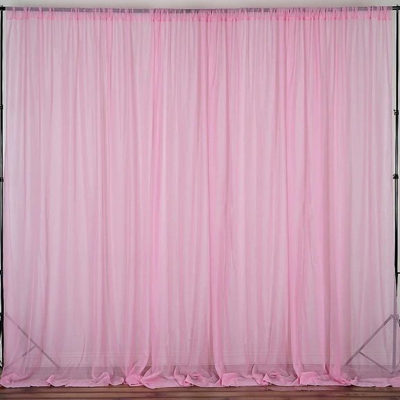 Sheer Chiffon Curtain Panel 58 Inch Wide Window Treatment Pink