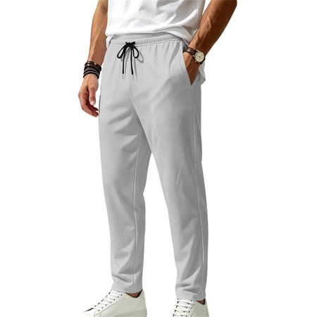 Havenx Mens Athletic Joggers Quick Dry Stretch Pants with Zipper Pockets Elastic Waist Drawstring Sweatpants Golf Running Gym Lightweight Travel Fishing Clothing Light Gray XL