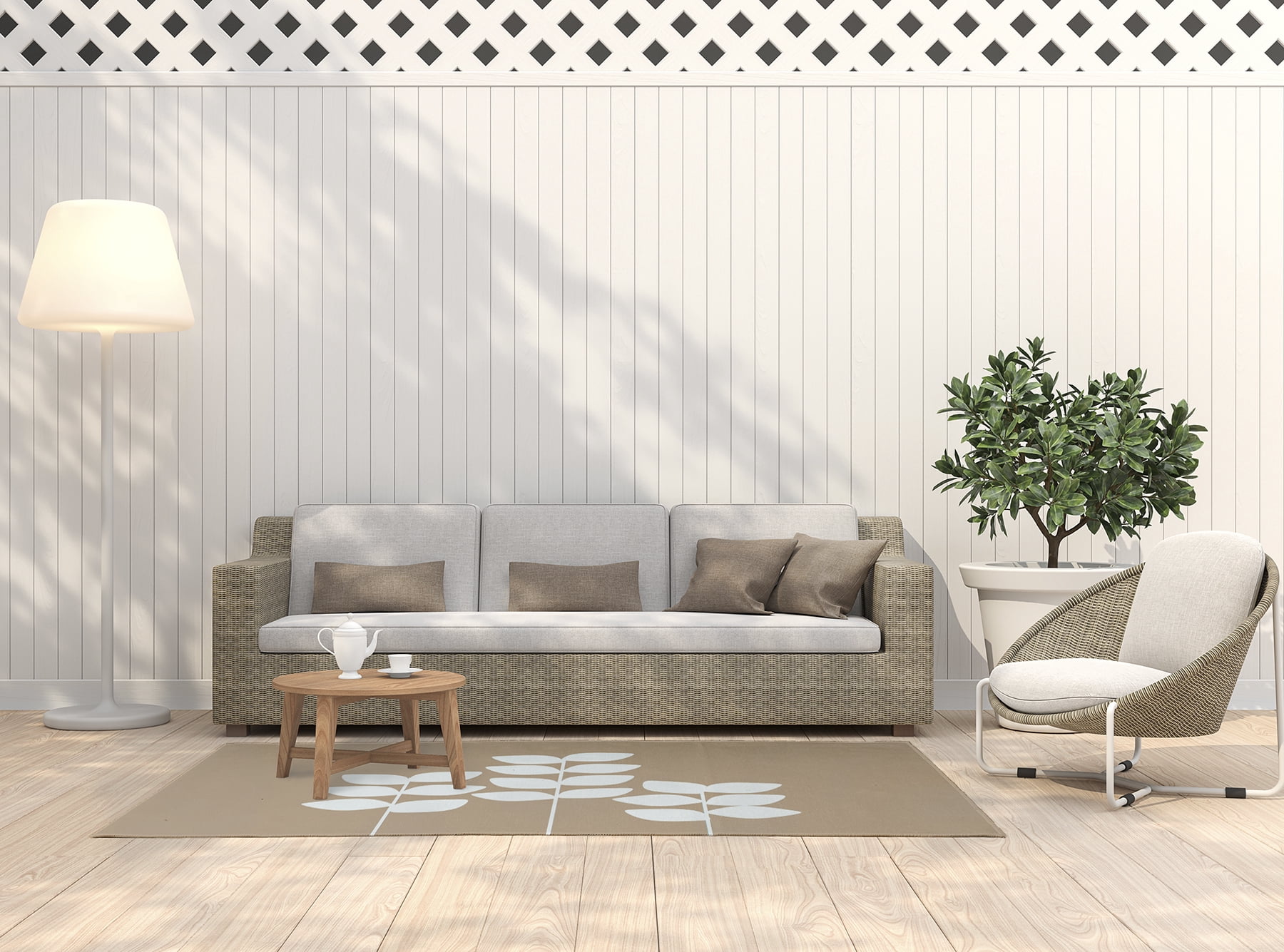 Simply Daisy 5' x 7' Pepper Simple Stems Spring Chenille Indoor/Outdoor Rug