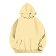 thumbnail image 3 of Oversized Hoodies with Pocket Women Cotton Plain Pullover Hooded Sweatshirts Sweater Long Sleeve Fleece Lined Tops (XL, Beige), 3 of 5