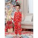 thumbnail image 2 of Pijamas familiares navideños a juego, pijamas familiares con estampado de luces de hadas, pijamas navideños con cremallera frontal., 2 of 9