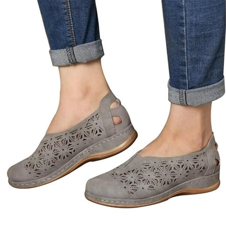 

Zapatos De Mujer Brown Leather Sandals Women Wedge Sandals For Women Bohemia Elastic Strap 37 Gray