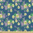 thumbnail image 2 of Ambesonne Tropical Leaf Fabric by the Yard Upholstery, Flowers Japanese Plot, 3 Yards, Pale Purple Sand Brown, 2 of 5