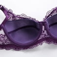thumbnail image 4 of Saient Women Lace Bra Sexy Unlined Underwire Push Up Bra Lingerie Intimates Bralette Women Full Lace Brassiere Underwear Bras,Purple,34B, 4 of 7