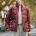 thumbnail image 2 of jtjvou Women's Winter Coat Puffer Jacket Lightweight Long Sleeve Quilted Warm Parkas Outerwear without Hood for Snow Cold Red XXXXL, 2 of 9