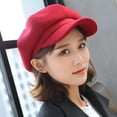 thumbnail image 4 of Happy Date Newsboy Hats for Women, Women Newsboy Hats Winter Felt Retro Solid Color Fashion All-Match Newsboy Cap, 4 of 9