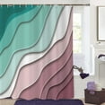 thumbnail image 2 of Fushia Shower Curtain, Green and Plum Purple Ombre Aqua Beach Waves Abstract Ocean Modern Bathroom Curtain Home Decor Waterproof Fabric Machine Washable with 12 PCS Hooks,72" Wx84 L, 2 of 6