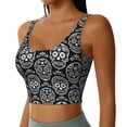 thumbnail image 5 of Sports Bra For Women, Exotic Black White Line Skull Sports Bras For Women High Support, Workout Tank Tops Woman With Removable Cups, 5 of 8