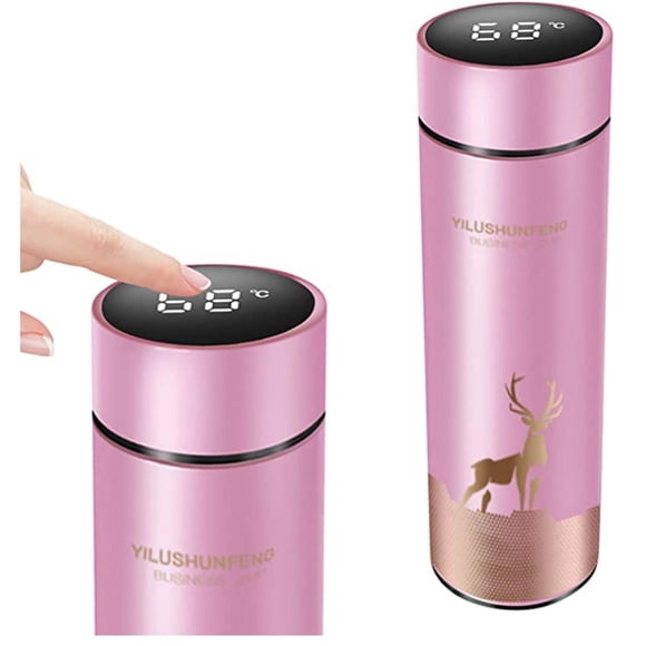 Binwennn 500ML Thermosflasche Intelligente Temperaturanzeige Flasche Smart Coffee Cup 40's 50's 60s Drinking Glasses Chiller Cup Set Kitchen Cups Glasses with Handles Coffee Mug Set with Words Acrylic