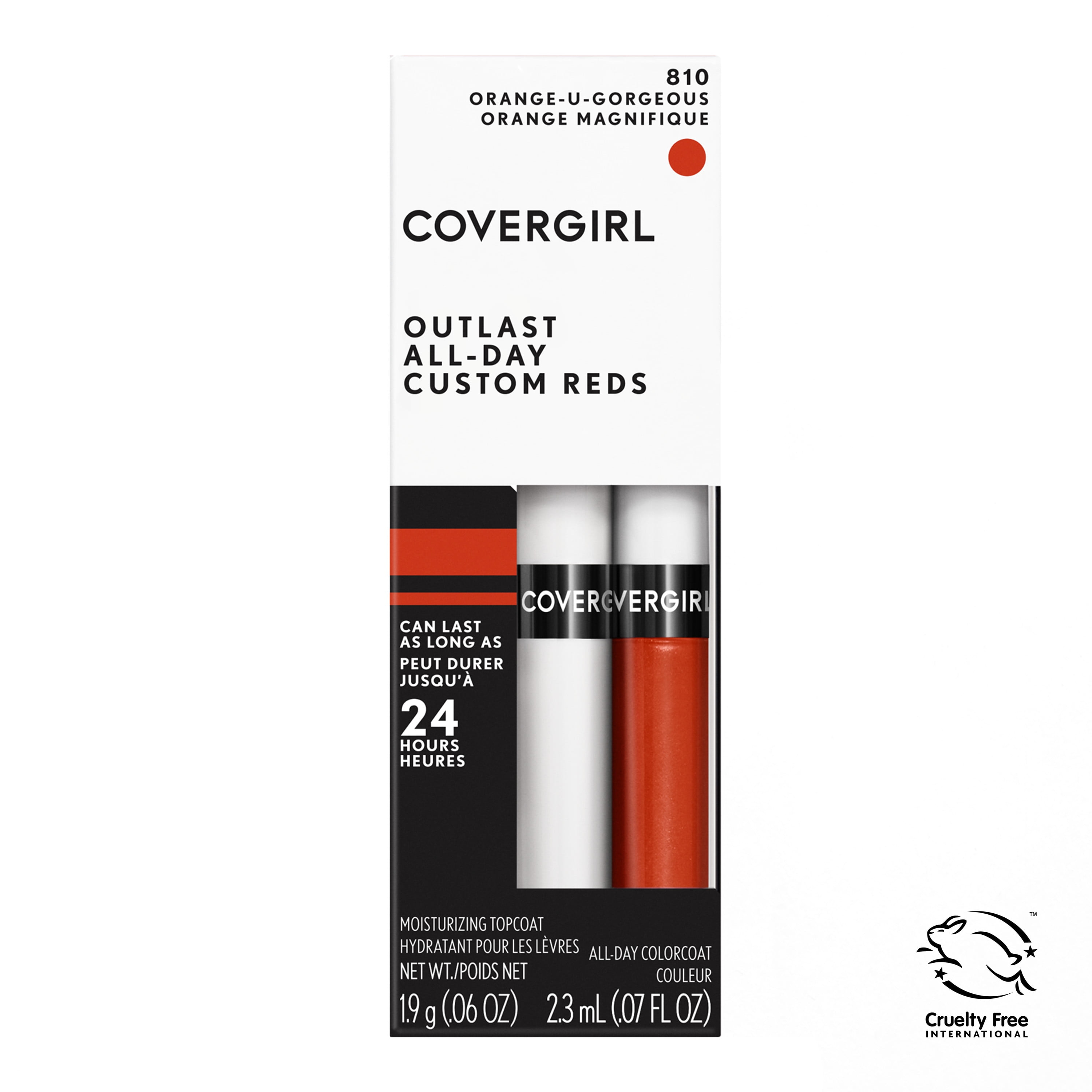 (2 pack) COVERGIRL Outlast All-Day Lip Color Liquid Lipstick And Moisturizing Topcoat, Longwear, Orange U Gorgeous, Shiny Lip Gloss, Stays On All Day, Moisturizing Formula, Cruelty Free, Easy Two-Step Process