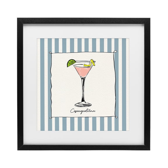 Stupell Industries Modern Cosmopolitan Summer Stripes Black Framed Print Under Glass, 13 x 13, by Susan Jill