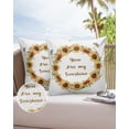 thumbnail image 6 of Pack of 2 Outdoor Pillow Covers, You are My Sunshine Sunflower Wreath Waterproof Square Throw Pillowcase Cushion Decorative Pillow Covers for Couch Patio Tent, 18x18 in, 6 of 6