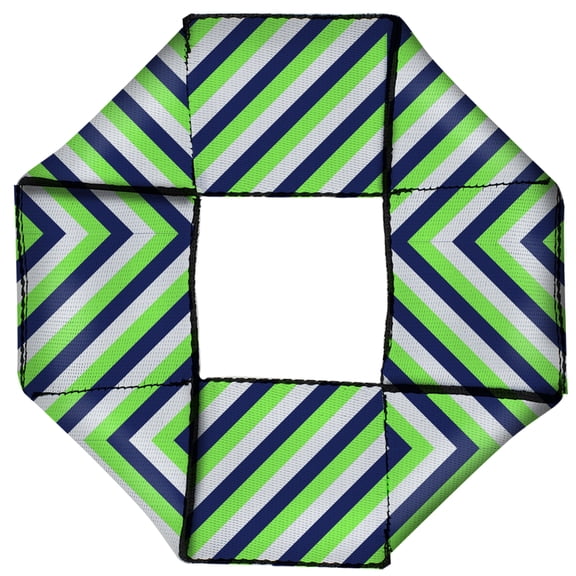 Dog Toy Octagon Flyer Chevron Stripe White Neon Green Navy