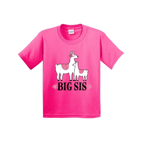 Inktastic Big Sis Girls Llama Sister Youth T-Shirt