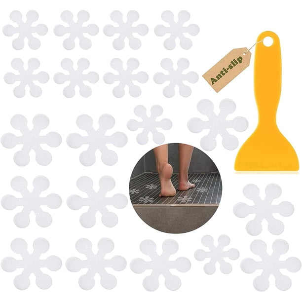 20 Piezas Tiras Antideslizantes para Baño, Pegatinas Antideslizantes, Tira Antideslizante de Ducha Transparente, para Baños, Bañeras, Peldaños de Escaleras, Piscina Infantil - Flores Sincero Electrónica