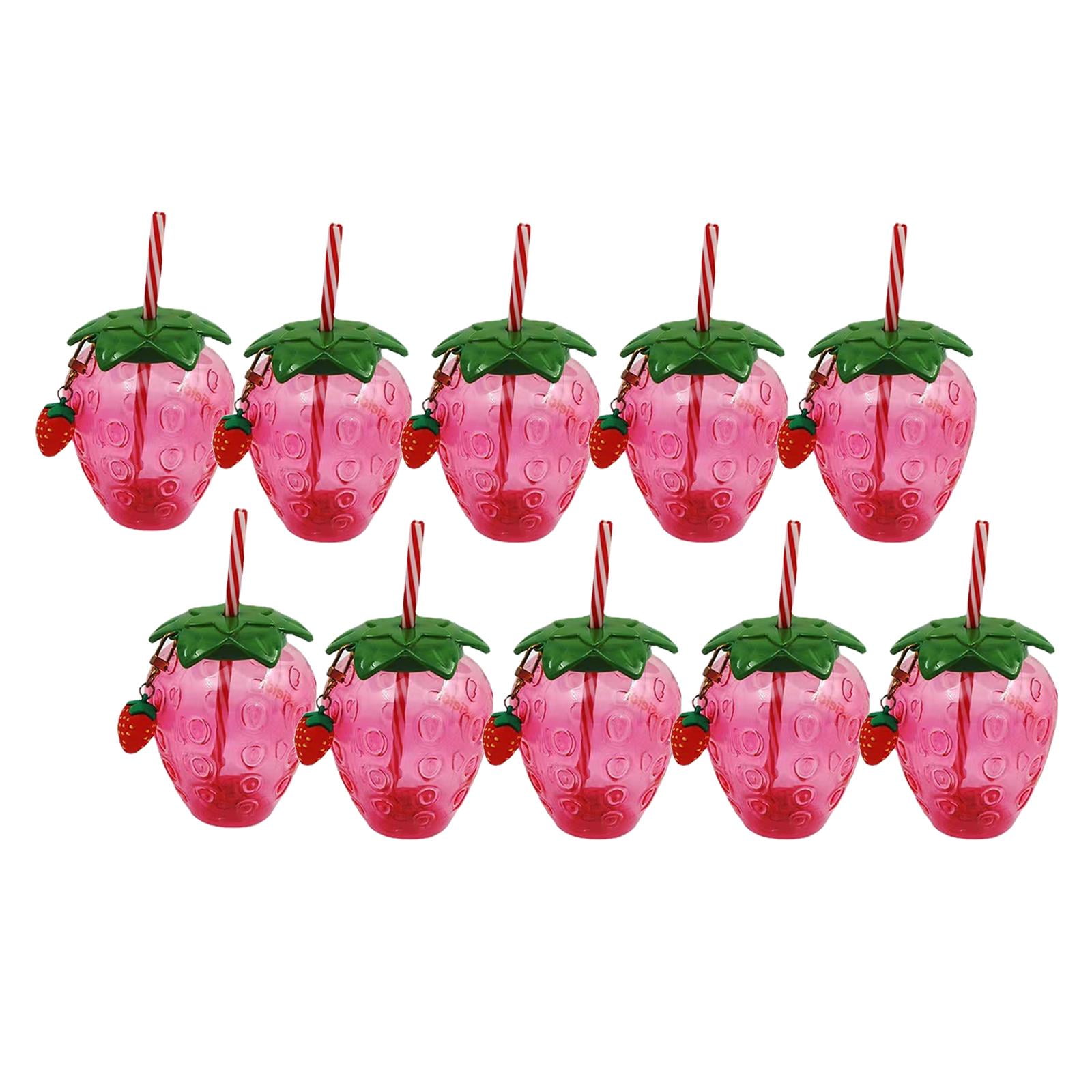 Tachiuwa 10x Strawberry Sippy Cup with Straw for Kids for Hawaiian Household Birthday Pink Keychain