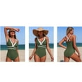 thumbnail image 4 of Tsesme Women’s One Piece Swimsuit Color Block Bathing Suit Deep V-Neck Push up Slimming Swimwear, 4 of 5