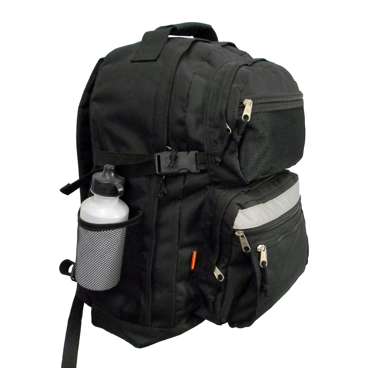 K-Cliffs Large Black 19" Backpack with Water Bottle, Black, Unisex, High School-Adult