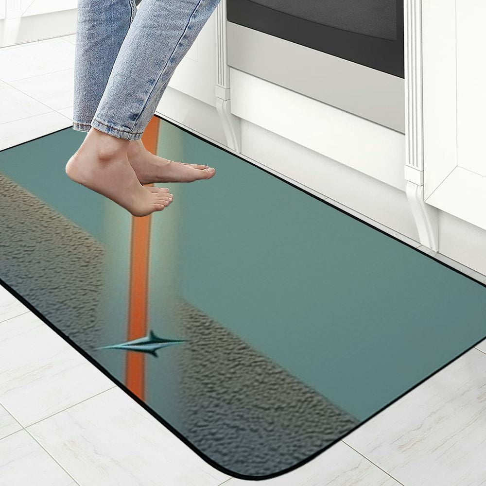 Heduofu Sheila Wenzel-Ganny Army Green Orange Stripe Welcome Mat, Decorative Door Mat, Door Mat with Non-Slip Rubber Backing, Easy Cleaning, Traps Dirt, for Entry, Patio, Garage 19.68*47.24 in