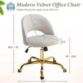 thumbnail image 2 of CZMJY Stylish Vanity Chair with Back, Girl Desk Chair with Silent Wheels and Velvet, Grey, 2 of 10
