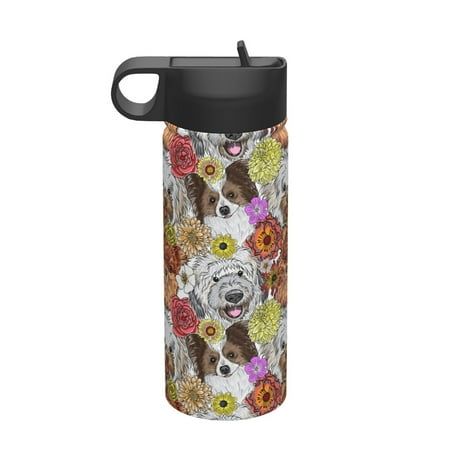 

Uemuo Cute Dogs Puppy Print 18oz Sports Insulated Kettle Water Bottle Outdoor Sports Bottle Insulated Hydration Bottle with Handle & Flip Straw