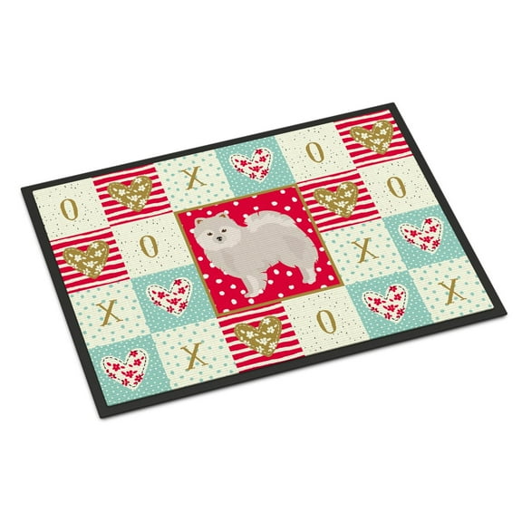 Carolines Treasures CK5850MAT Japanese Spitz Love Door Mat Indoor Rug or Outdoor Welcome Mat 18x27 Doormat 27"L x 18"W