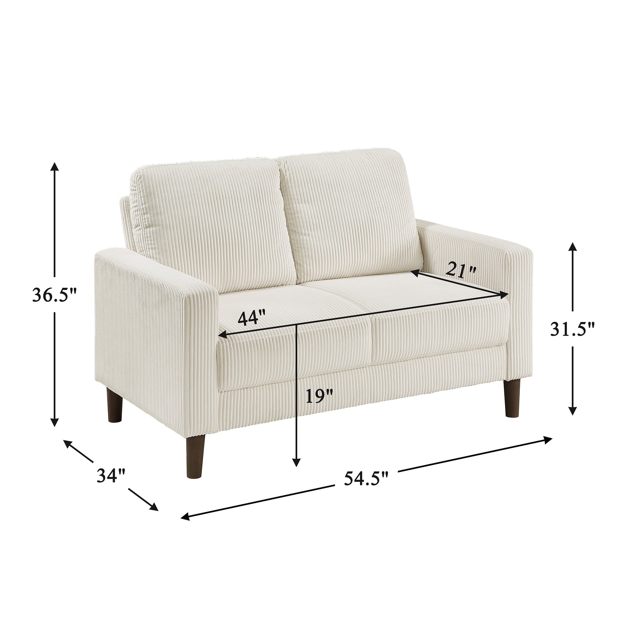 OakvillePark Mapleholt Corduroy Loveseat, Beige