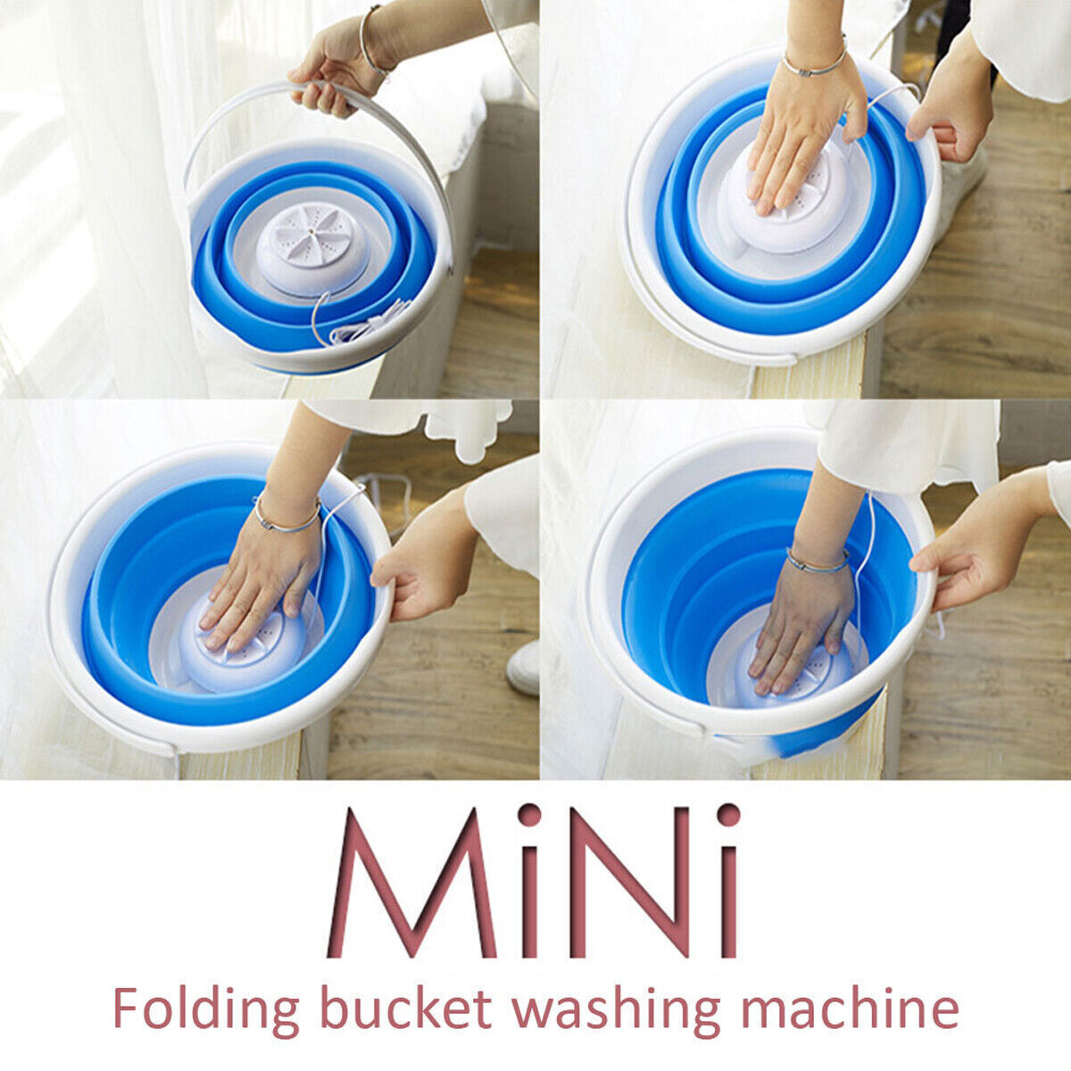 Mini Washing Machine Ultrasonic Turbine Laundry Washer Portable Travel Home