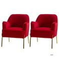 thumbnail image 3 of 14 Karat Home Velvet Accent Chairs set of 2 with Gold Metal Legs Tufted Back for Living Room Bedroom, RED, 3 of 10