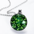thumbnail image 2 of Saint Patrick's Day Glass Design Circular Pendant Women's Necklace, 2 of 5