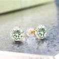 thumbnail image 2 of Gem Stone King 3.00 Ct Round Green Prasiolite 14K Yellow Gold Stud Earrings for Women Men, 2 of 3
