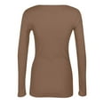 thumbnail image 6 of Mohiass Womens Long Sleeve Stretch Crewneck Ribbed T-Shirt Slim Fit Casual Basic Tops Khaki XL, 6 of 8