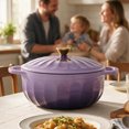 thumbnail image 5 of Ktaxon 5QT Enameled Cast Iron Dutch Oven with Upgraded Textured Handles, Petal-Shaped Design, Induction Compatible, Oven Safe to 500°F, Dusk Purple, 5 of 12