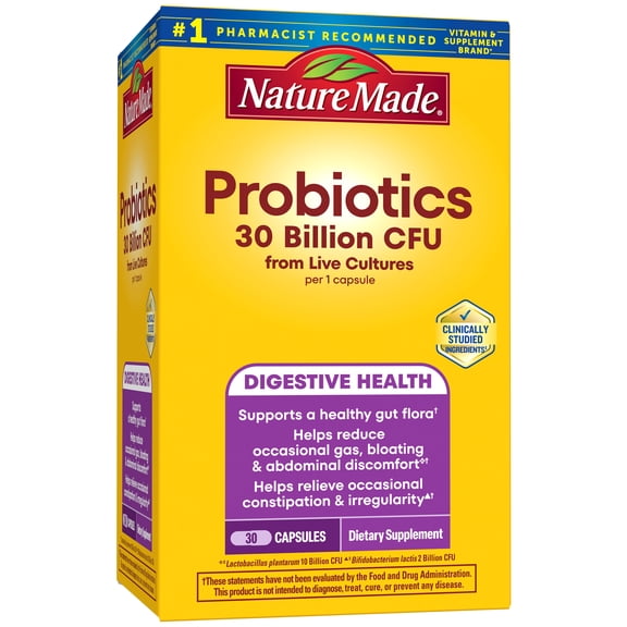 Nature Made Probiotic Capsules 30 Billion CFU From Live Cultures for Digestive Health, 30 Count