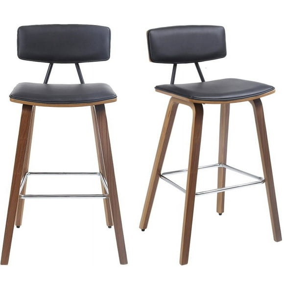 2 Pack Vintage Wood Bar Stools with Back and Foot Ring, 27" Counter Height Barstools Pub Dining Chair Kitchen Island Stool
