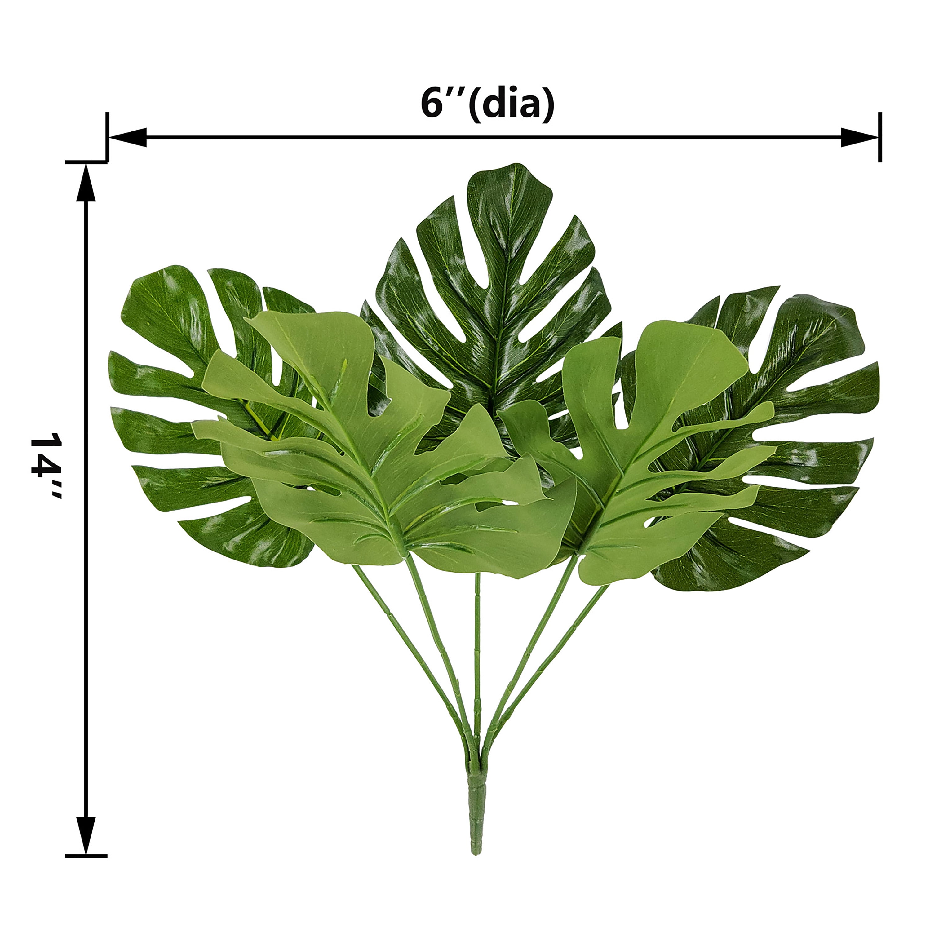 (4 pack) Mainstays 14" Artificial Swiss Cheese Monstera Pick, Green Color