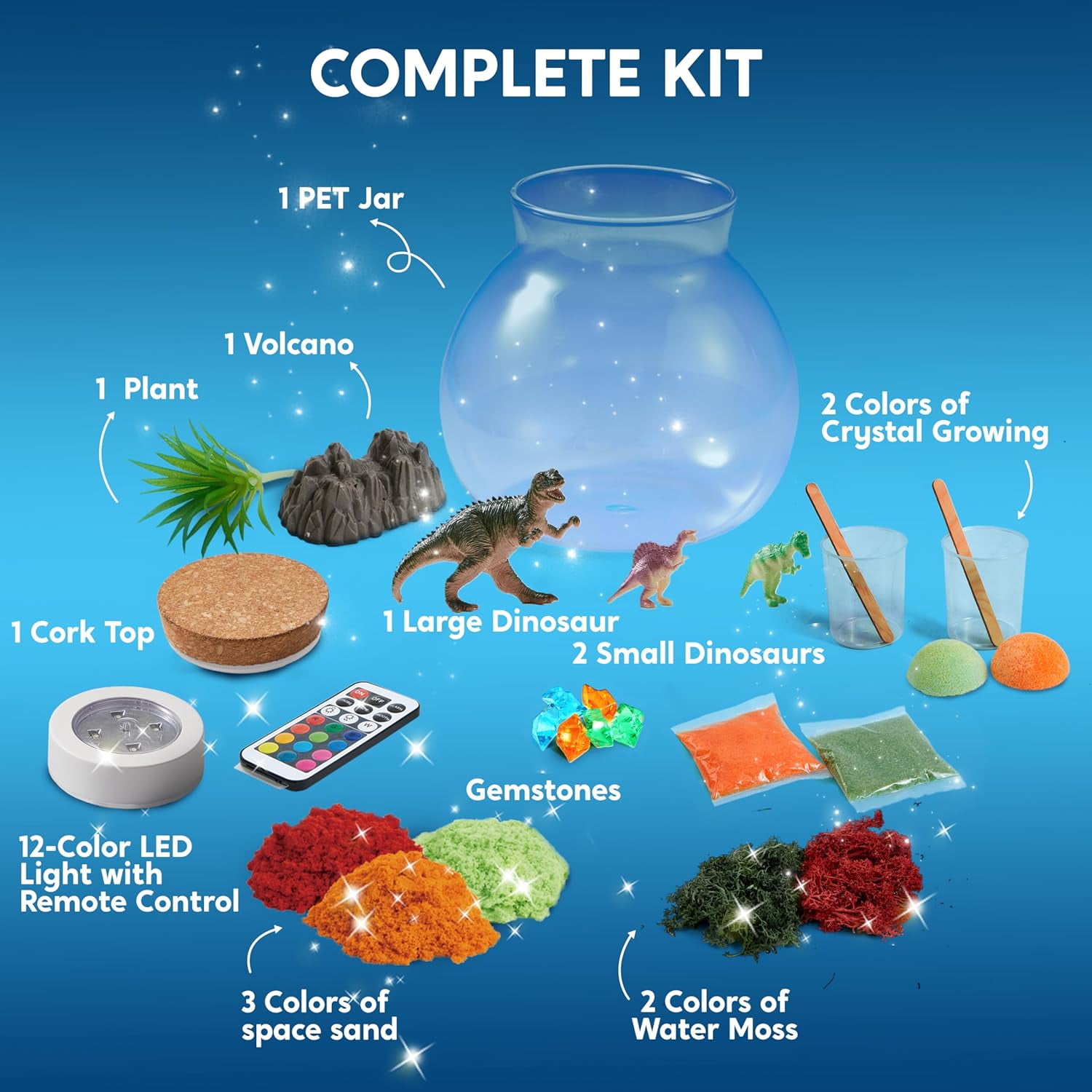 Klever Kits Dinosaur Crystal Terrarium Crafts Kit for Kids with