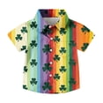 thumbnail image 2 of YUANxueke Girls Boys Button Down Shirts Funny St Patricks Day T Shirts Short Sleeve Irish Shamrock Graphic Tees Tops Casual Summer Outfits for Kids 2-15 Years, 2 of 5