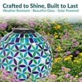 thumbnail image 3 of Sunnydaze Blue Cool Blossoms 10" Mosaic Glass Outdoor Gazing Globe with Solar Light, 3 of 11