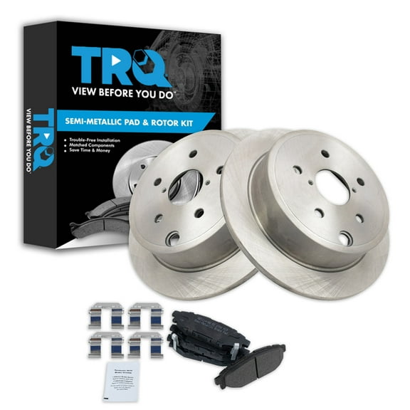 TRQ Rear Brake Pad & Rotor Kit Brake Pads Brake Rotor Semi-Metallic Fits Select 2015-2019 Subaru WRX