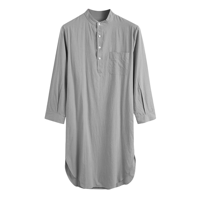Ketyyh-chn99 Men Lightweight Fleece Robe Men's Long Sleeve Button Solid Color Shirt Nightdress Robe Size for 3XL,Watermelon Red