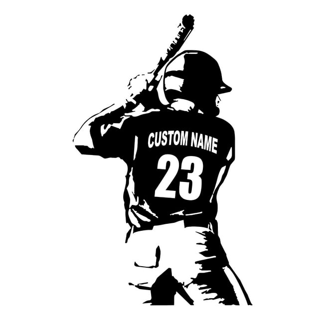 Extra Large Personalized Custom Left Handed Baseball Player Wall Decal - Choose Your Name & Numbers Custom Player Jerseys Vinyl Decal Sticker Decor Kids Bedroom (29" W x 47" T)