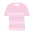 thumbnail image 6 of Htigea Womens Striped Short Sleeve Tops Casual Crewneck T Shirt Summer Loose Fit Pullover Tee Pink L, 6 of 6