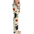 thumbnail image 4 of Domzest Halloween Pajama Pants Men Pumpkin Ghost Bat Graphic Drawstring Elastic Waisted Sleepwear Wide Leg Funny Pajama Bottoms Complexion S, 4 of 6
