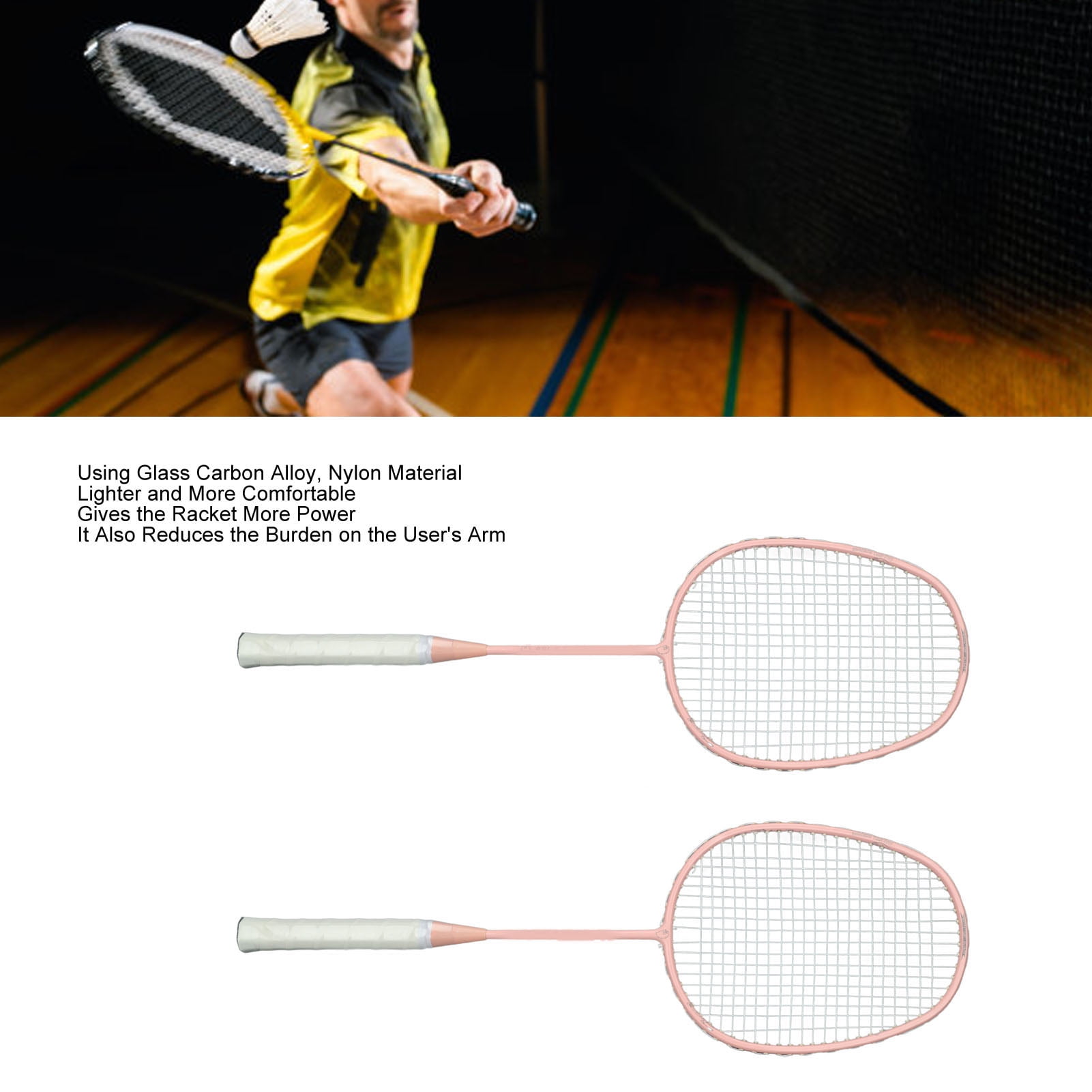 LAZIOEGR K169 Glassy Carbon Alloy Straight Racket Badminton Set with Anti-Skid Handle, Lightweight Portable Double Racket for Kids Boys Girls Outdoor Backyard Play, Multicolor, 2 Piece Count